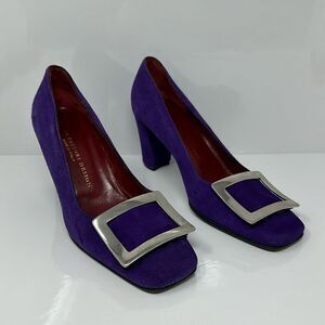 Mauro Pastori Italy purple suede heels